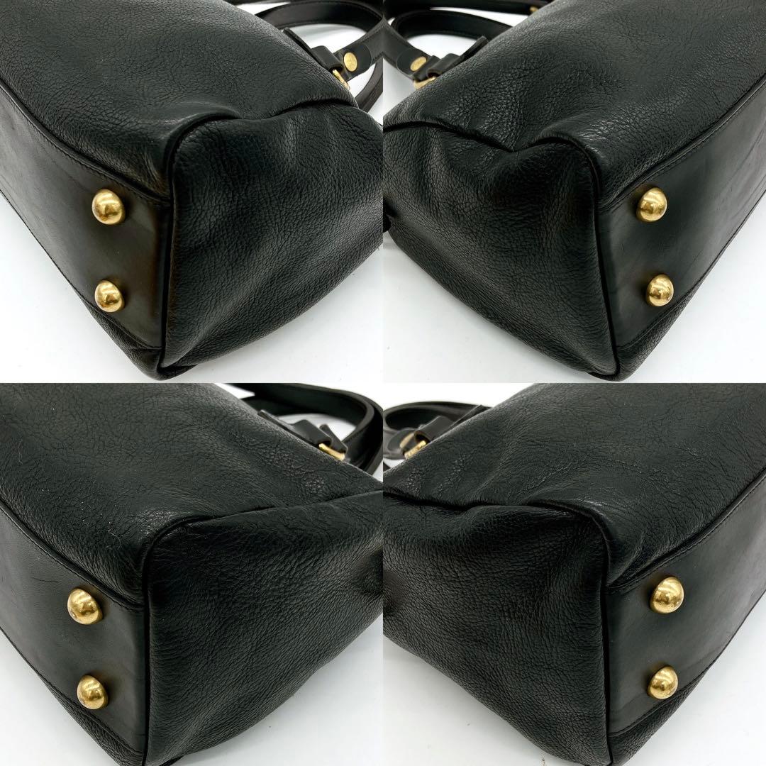 【IL BISONTE】2wayバッグ　ミニボストンバッグ　レザー　ブラック