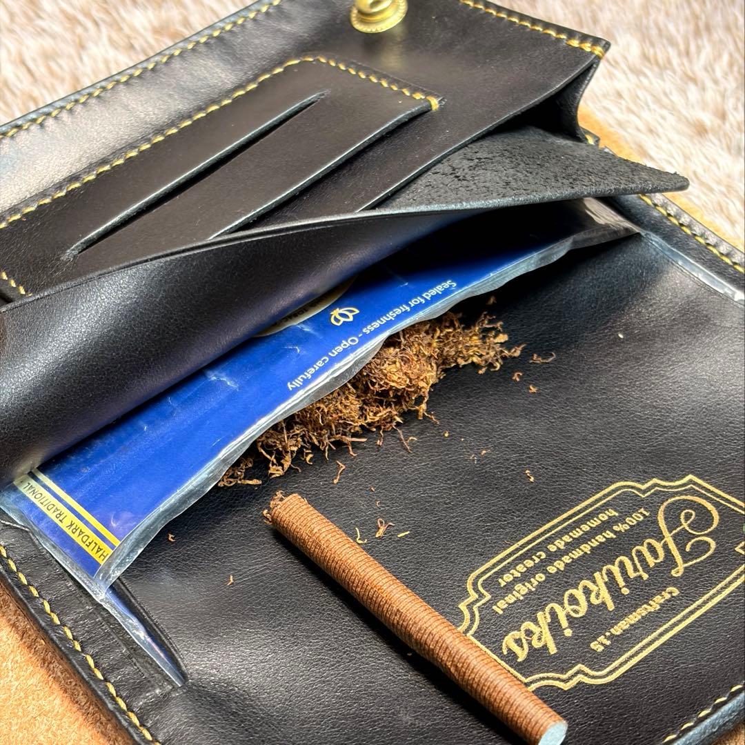 YAMATO ◎柔らかい二つ折りシャグポーチ.牛スムース革◎