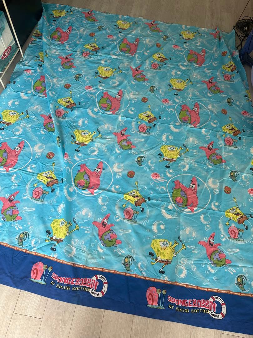 2005年スポンジボブ古着ヴィンテージ USAフラットシーツ　ムチャチャ　シーツ