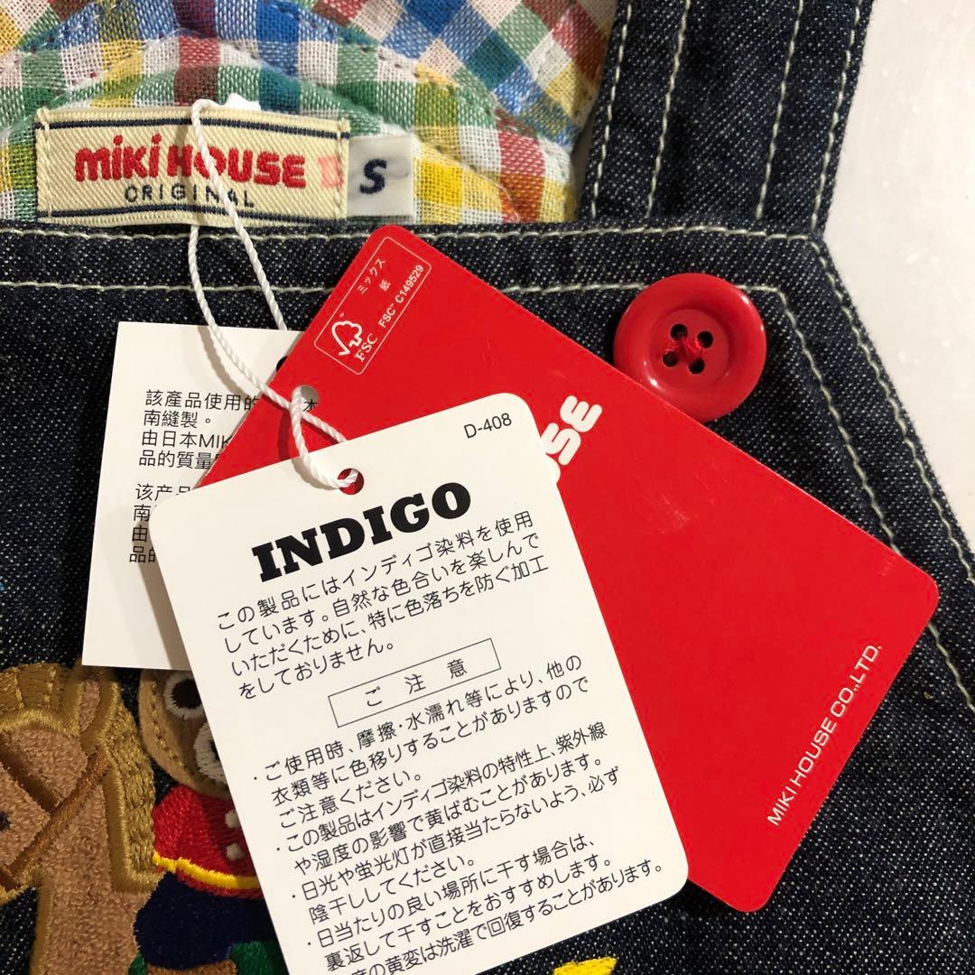 ミキハウス☆新品タグ付きデニムオーバーオール プッチー君☆豪華刺繍☆Bスタンプ