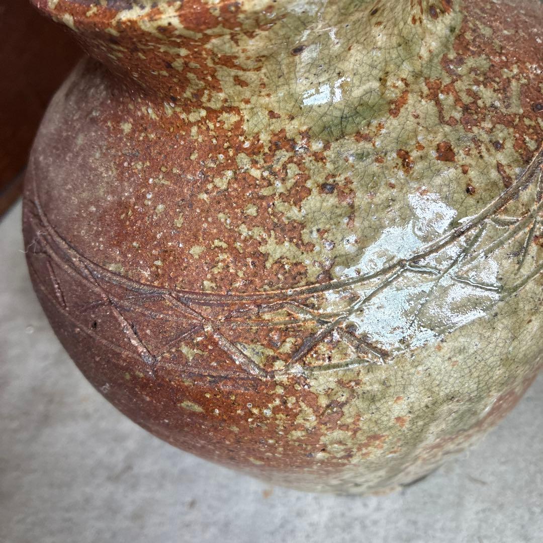 小壺　信楽焼　桧垣紋　伊賀