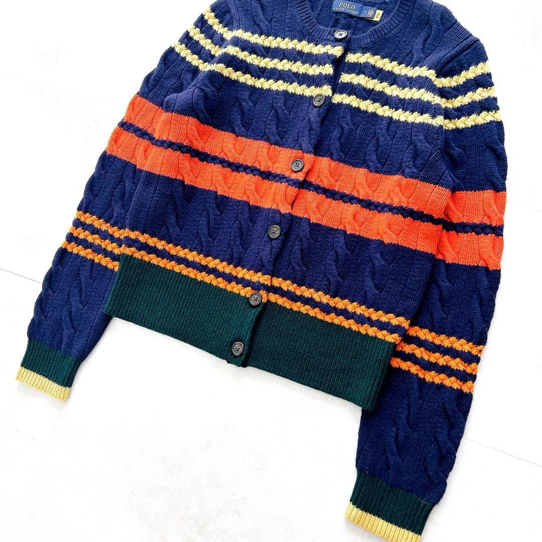 現行✨ポロラルフローレン　カシミヤ混マルチボーダーニットカーディガン芸能人着用M