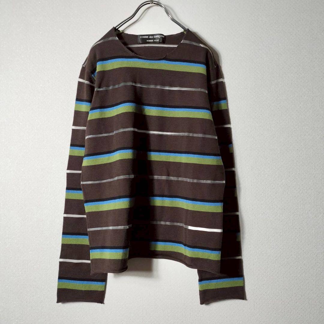 コムデギャルソンオムプリュス シースルー ボーダーニット プルオーバー ウール