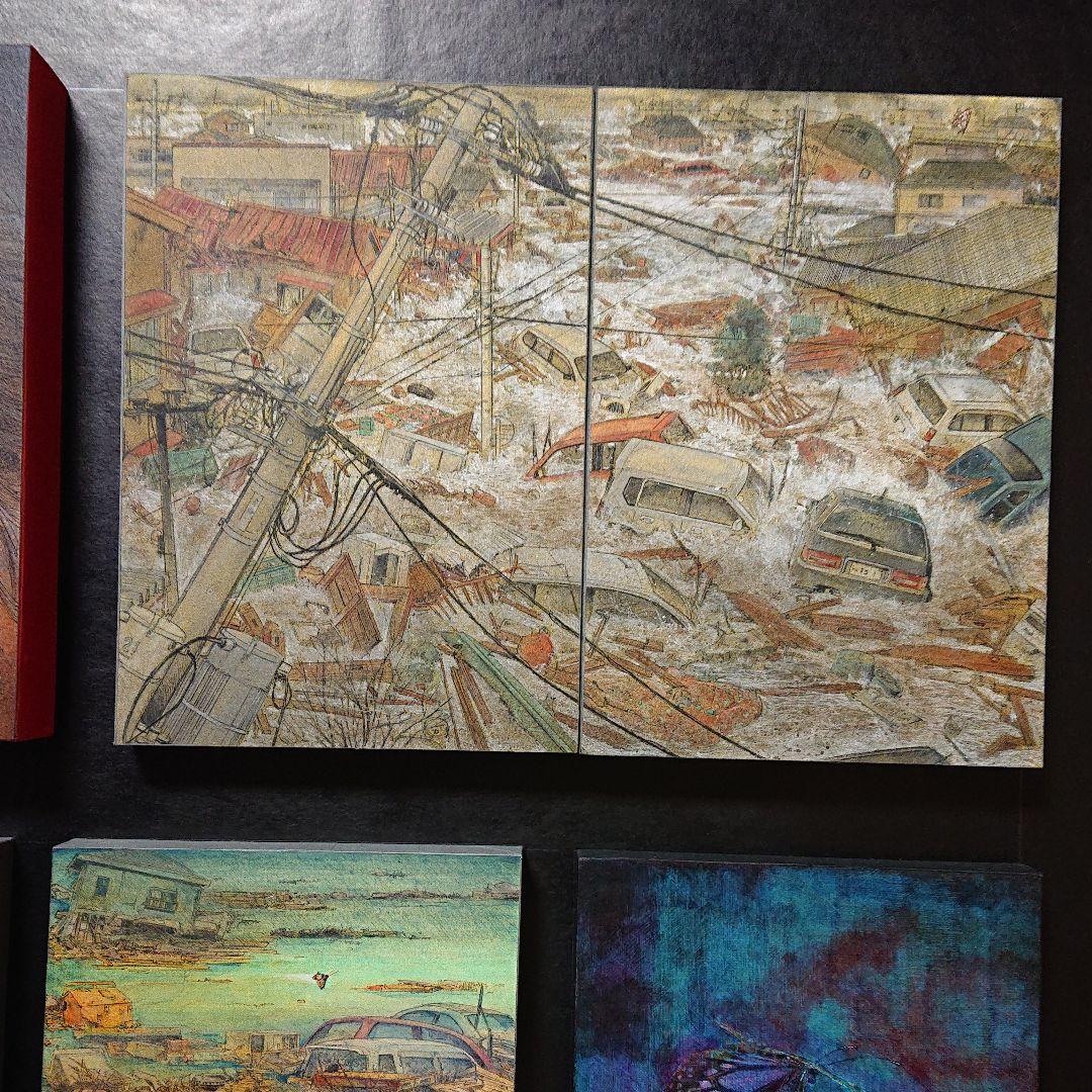 日本画家堤進の平面ポップアート 作品 。ミクストメディア「迷蝶・棺一基」