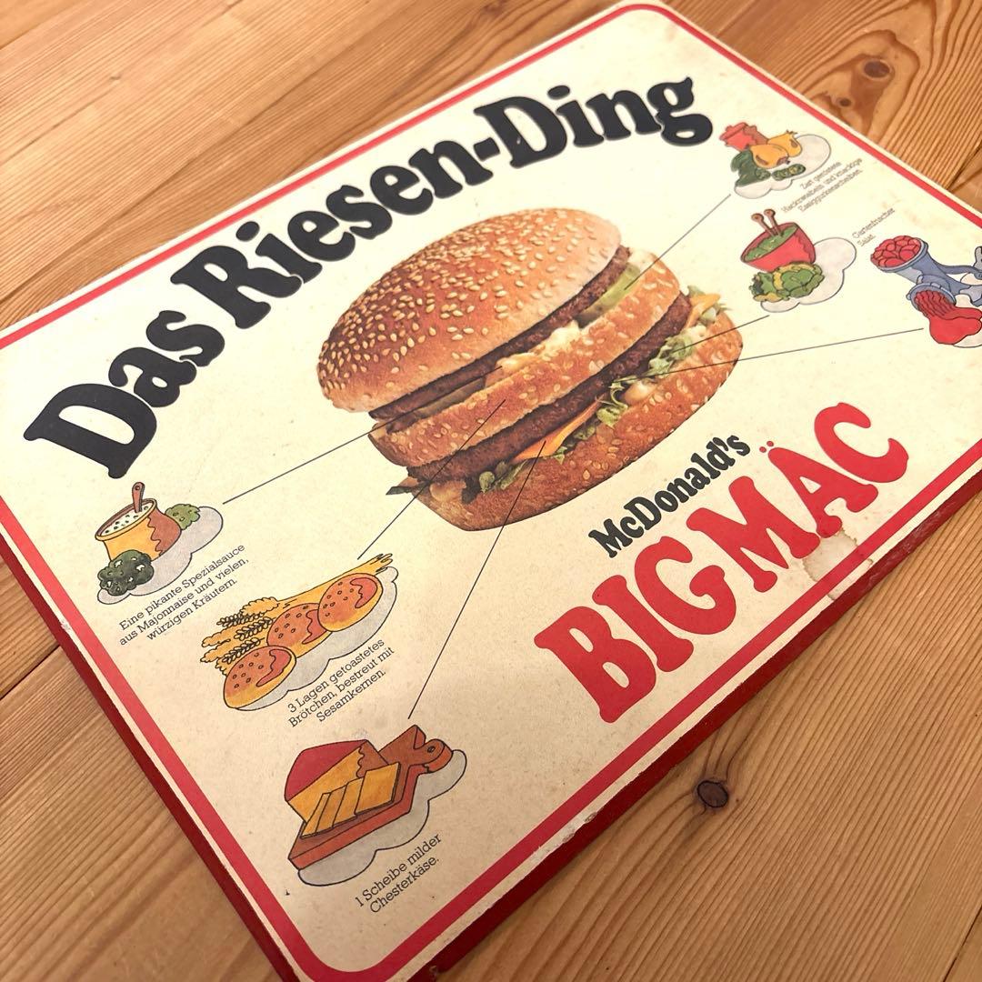 1977年　マクドナルド　ドイツ　BigMac 木製看板　ストアディスプレイ