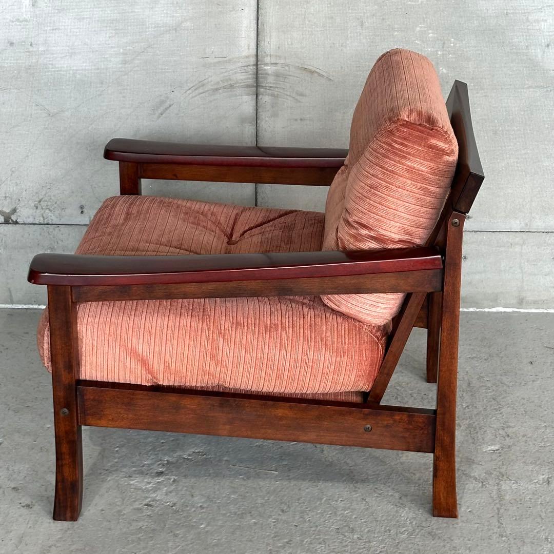 ★80s★ 昭和レトロ 森繁 MORISHIGE 1Pソファ｜無垢木枠 和モダン