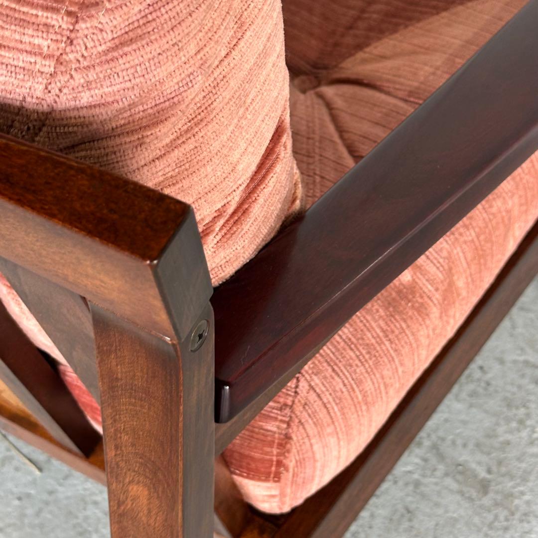 ★80s★ 昭和レトロ 森繁 MORISHIGE 1Pソファ｜無垢木枠 和モダン