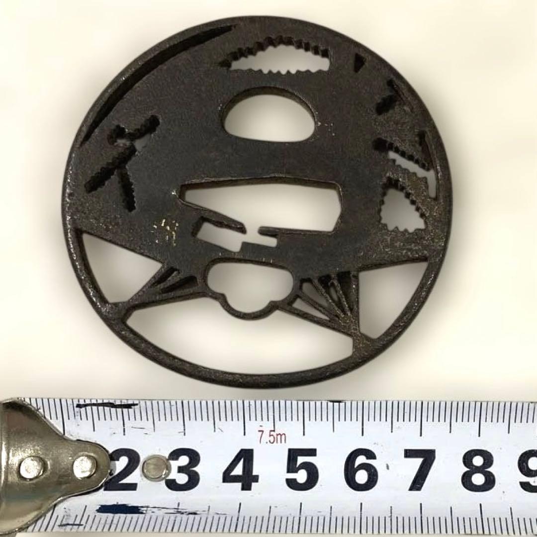B-76 鍔　透鍔　金象嵌　武具　刀装具　骨董品　時代物　日本　美術品　工芸品