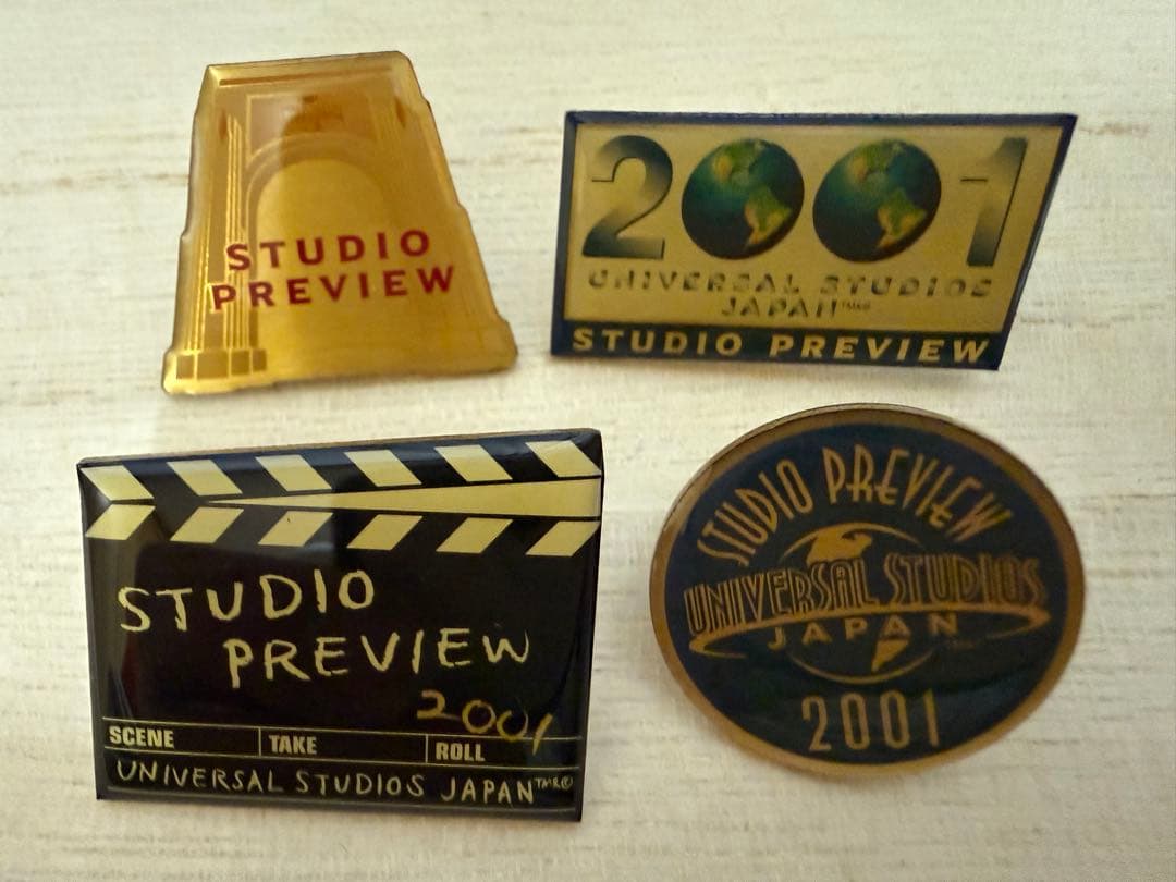 USJスタジオプレビュー2001ピンバッジ4種