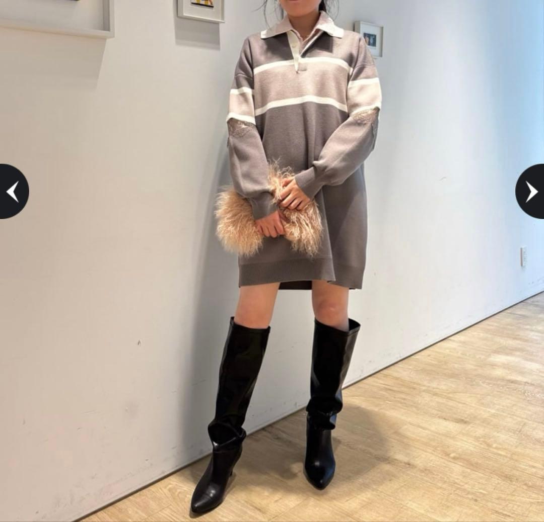 Arpege story アルページュストーリーレース切替ラガーニットワンピース