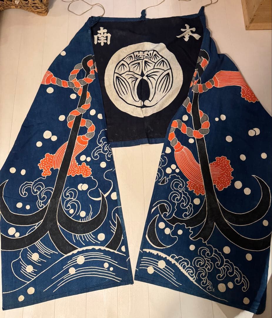 ②骨董レア品　日本古布　藍染木綿　東北馬飾り　観賞用、リメイク材料