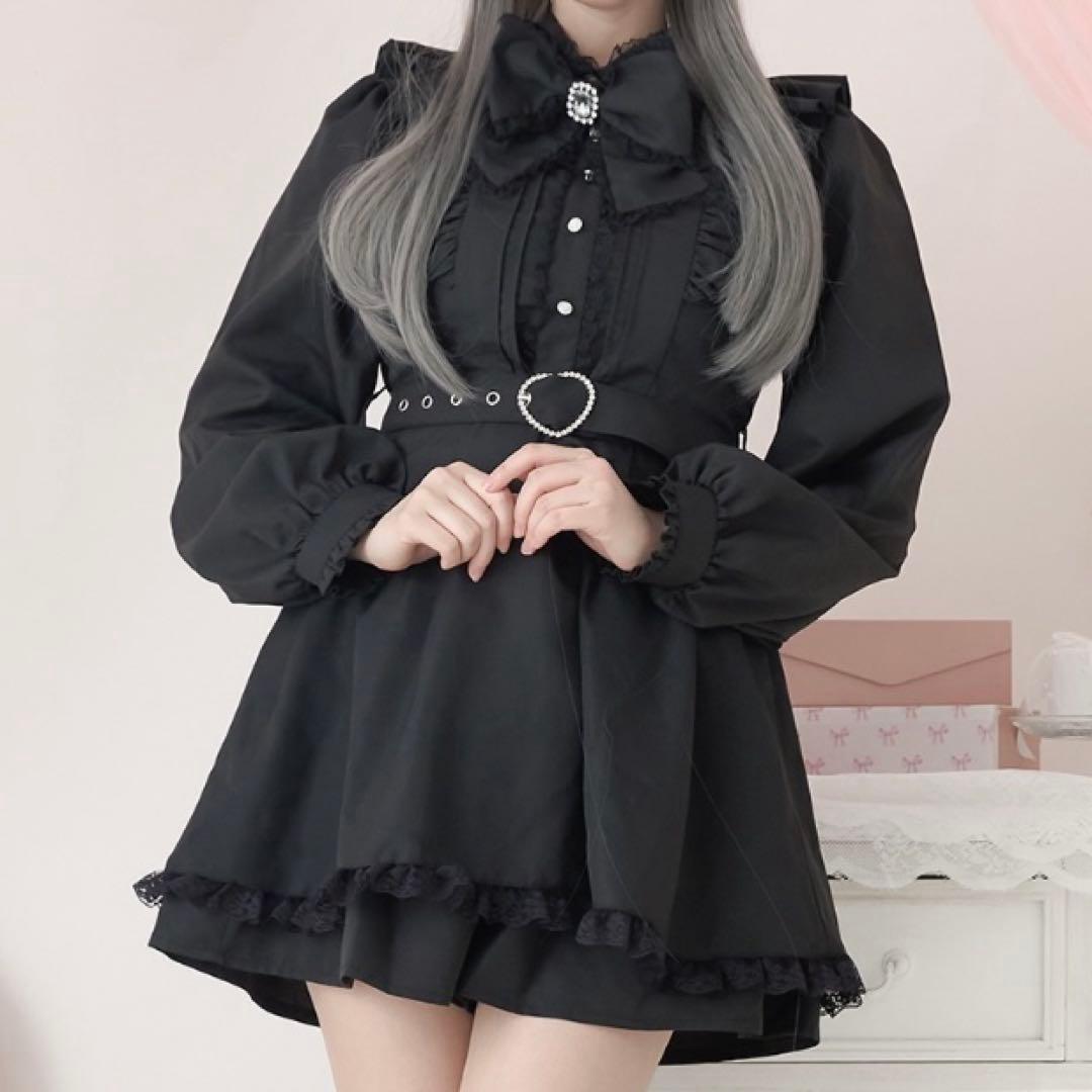 地雷 パルエルフィー メイド フリル リボン 十字架 ベルト セットアップ