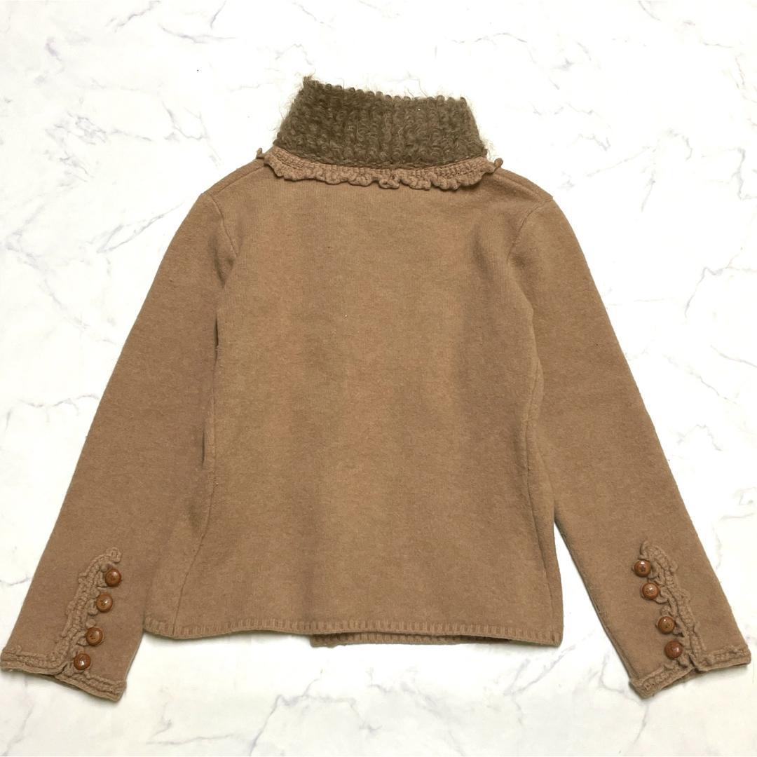 美品 エルマンノ シェルヴィーノ 3Dペイズリー カーディガン アンゴラ42