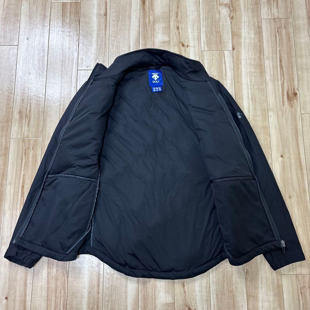 デサントゴルフ ダウンジャケット 袖ロゴ　黒　ブラック　フリース　Lサイズ