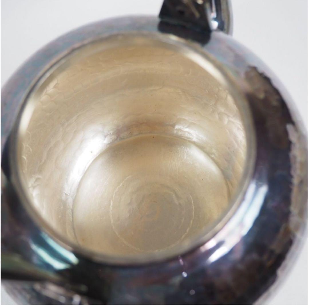 まっち送料無料　未使用　時代物　銀仕上げ鎚肌銀瓶/銀壺/急須　茶道具