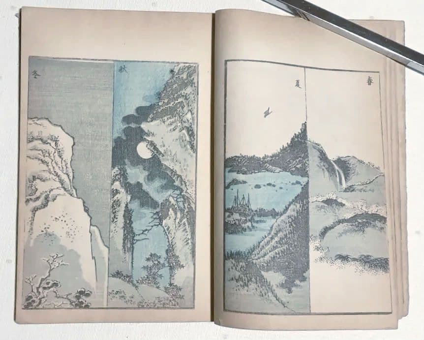 北斎画宛二編（色摺版画本)葛飾北斎画明治初期、後摺再板になります（初版は天保3年