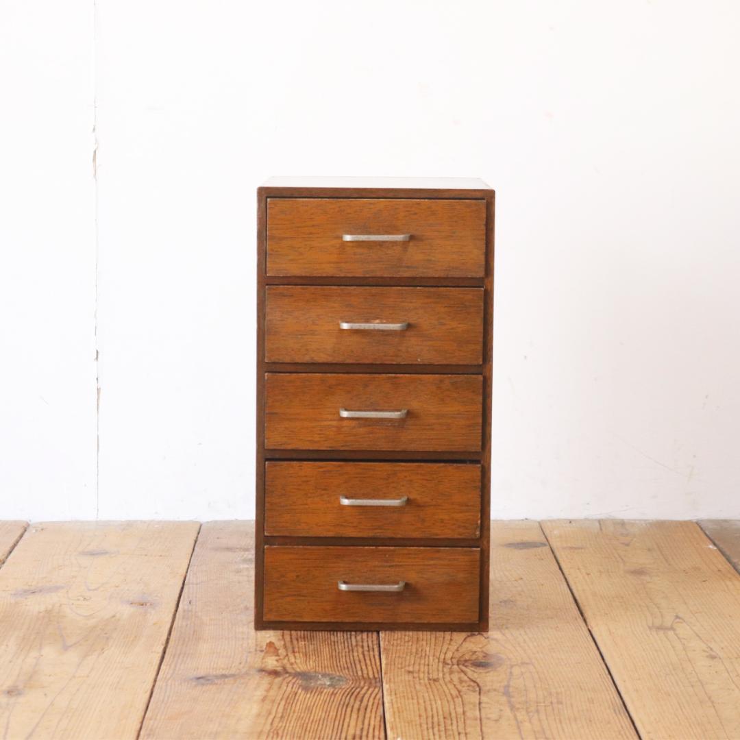 レトロ 卓上 小引き出し 抽斗 5杯 小物入れ レターケース B5 ラワン材