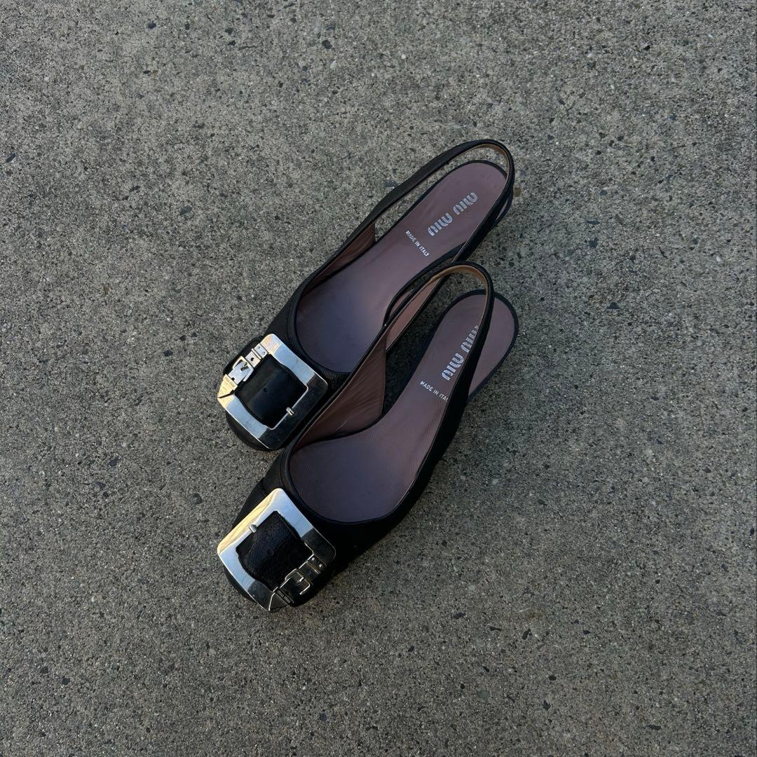 靴 miumiu archive vintage backflatshoes