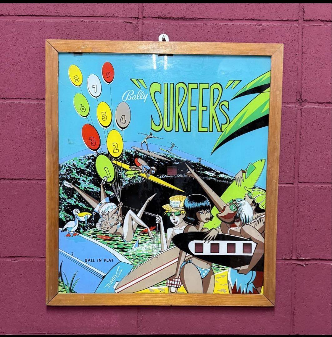 【希少】Bally バリー社 古いピンボールマシン バックグラス 背面パネル