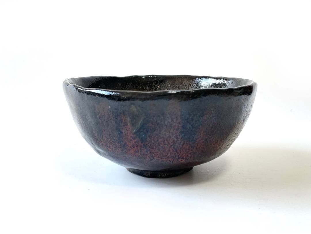 骨董　黒茶碗　黒楽茶碗　樂茶碗　アンティーク　楽焼　箱付き　一入作　了入