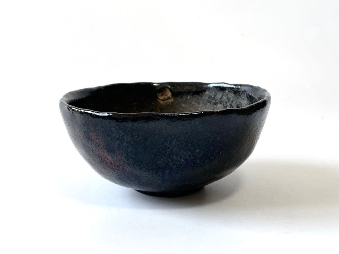 骨董　黒茶碗　黒楽茶碗　樂茶碗　アンティーク　楽焼　箱付き　一入作　了入