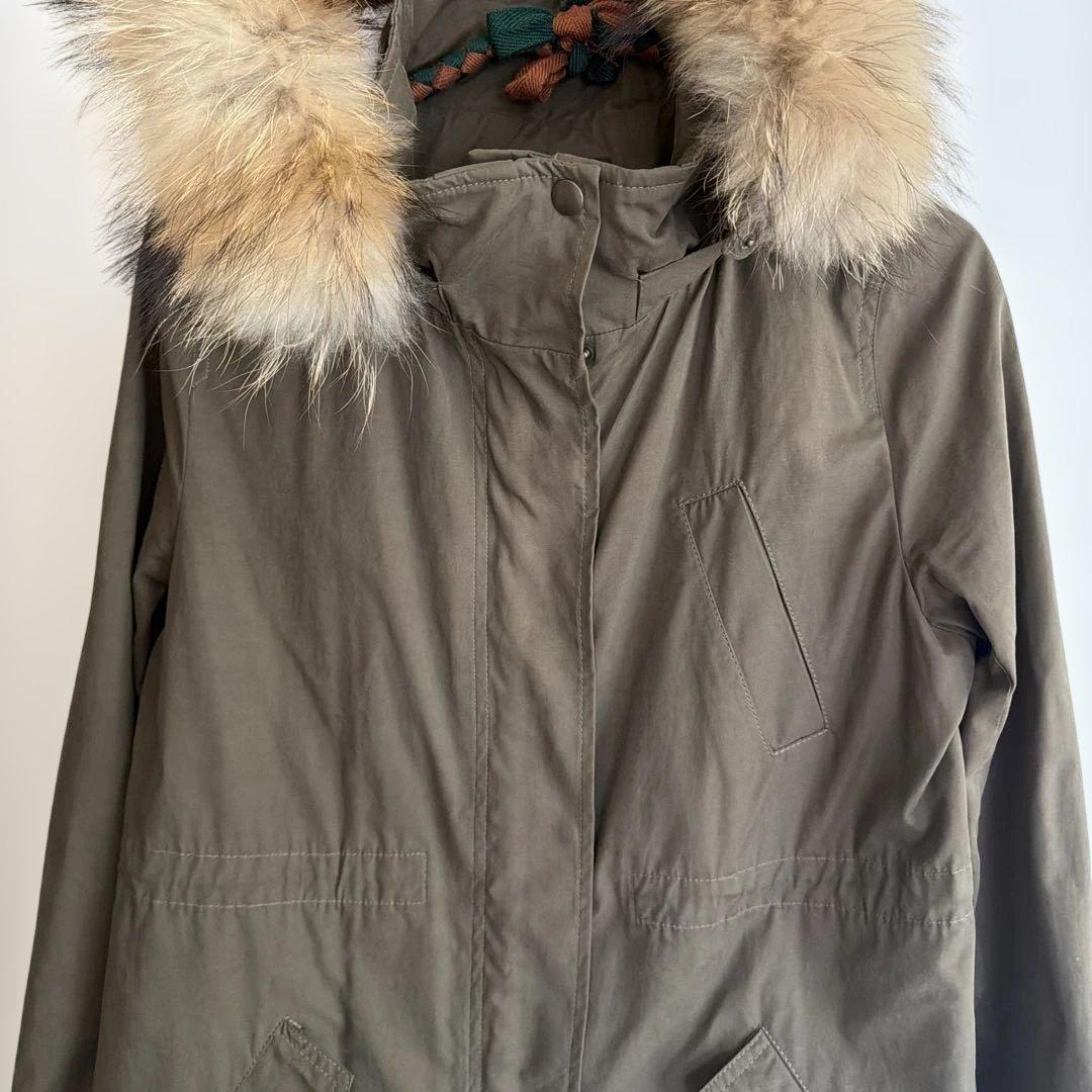 INDIVI ラクーンファー ミリタリーコート 4WAY モッズコート 40