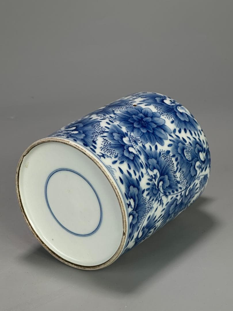 中国美術　煎茶道具　茶器　青花花卉文茶壺　染付茶入　時代　古物　唐物