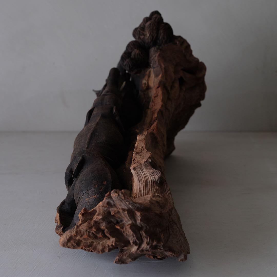 象の木彫　彫刻 オブジェ アート 芸術 美術 古道具 アンティーク 骨董