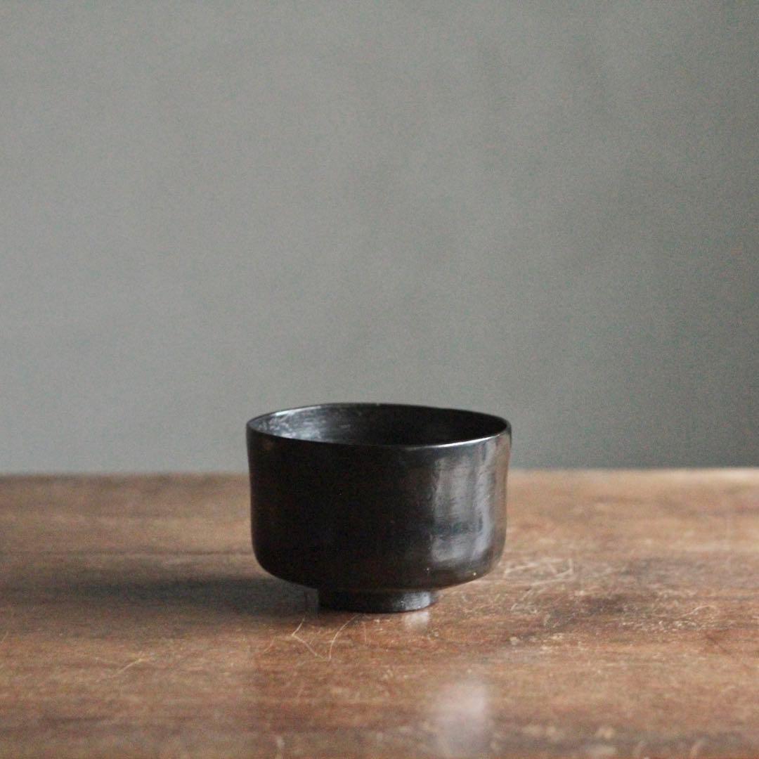 木製 黒茶碗 半筒 茶碗 古道具 アンティーク 茶道具