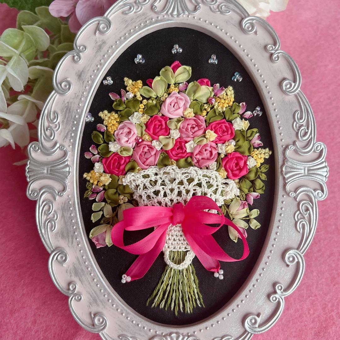 strawberry様♡専用です　ハンドメイド　 リボン刺繍フレーム