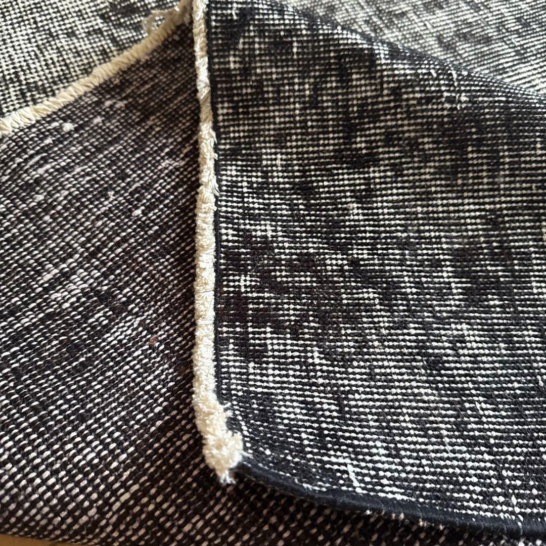 112×192 貴重ブラックオーバーダイ　擦れシャビー　トルコヴィンテージラグ