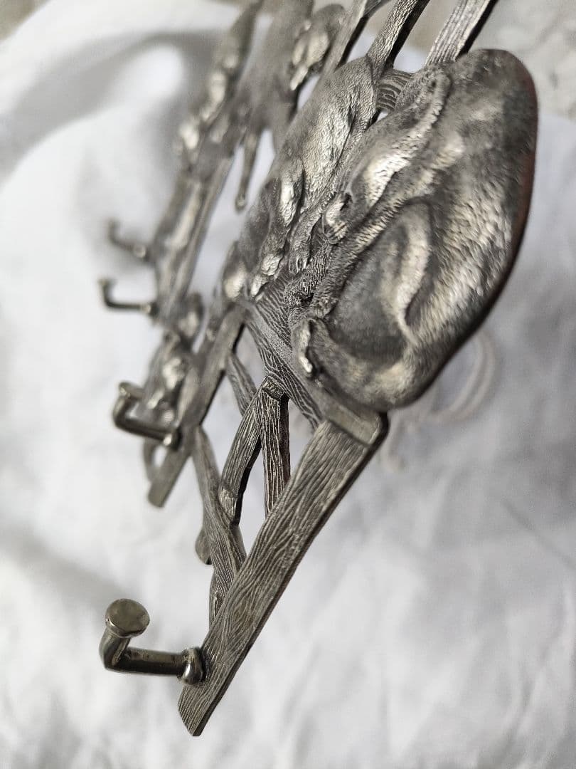 希少　フランスヴィンテージ　猫ちゃんフック　ピューター　アンティーク