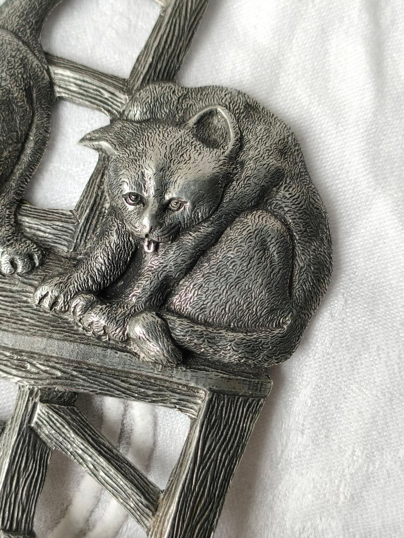 希少　フランスヴィンテージ　猫ちゃんフック　ピューター　アンティーク