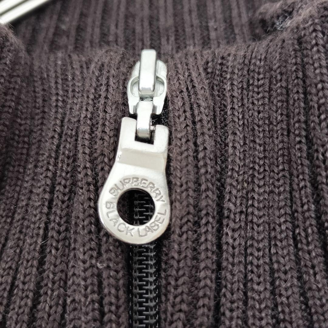 バーバリー ブラックレーベル ジップアップ　ニット ノバチェック ブラウン