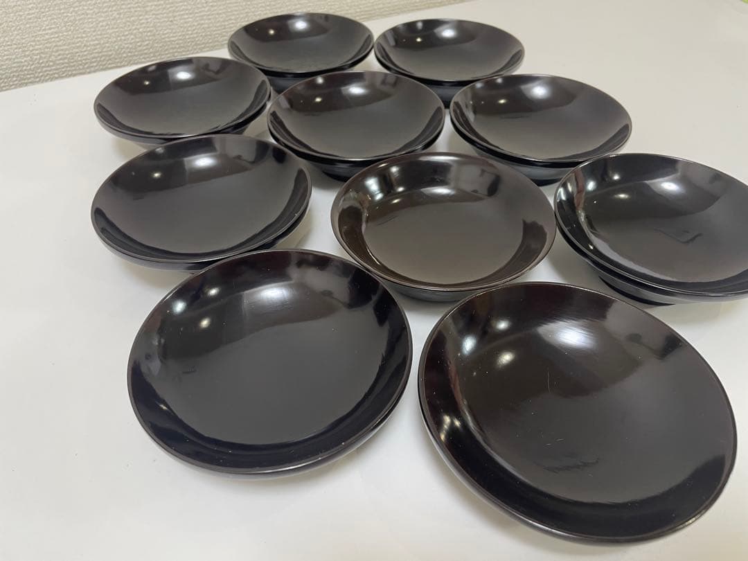 黒漆器 黒漆 内黒塗 漆器 吸物 懐石椀 煮物椀 10客 唐草柄 アンティーク