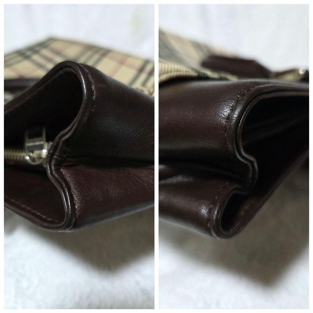 BURBERRY ノバチェック ハンド バッグ キャンバス レザー ベージュ