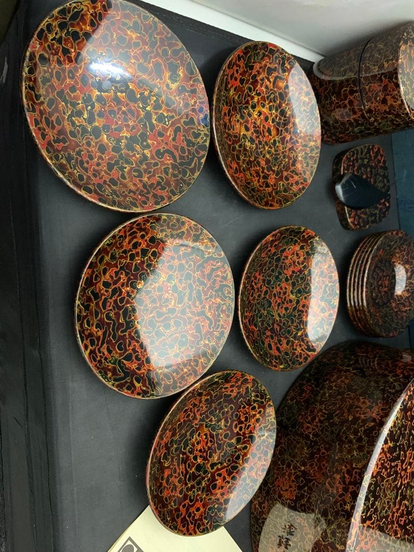 新品未使用 津軽塗 天然木伝統工芸品 茶道具セット 茶びつ茶托茶筒茶匙急須台