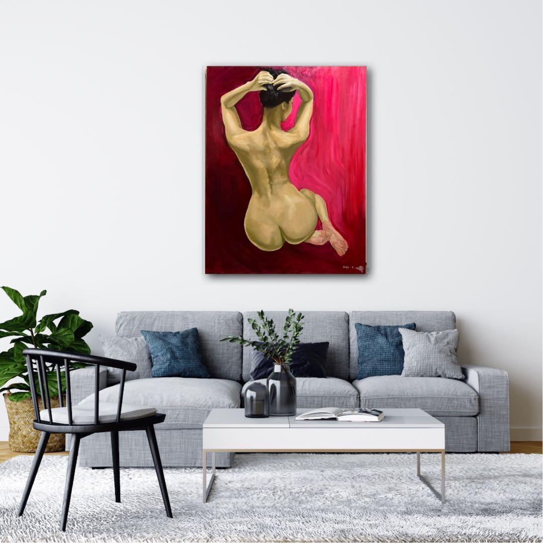 絵　絵画　油絵　油彩　雑貨　アート　迫力満点　人物画　インテリア　裸婦画　女の子