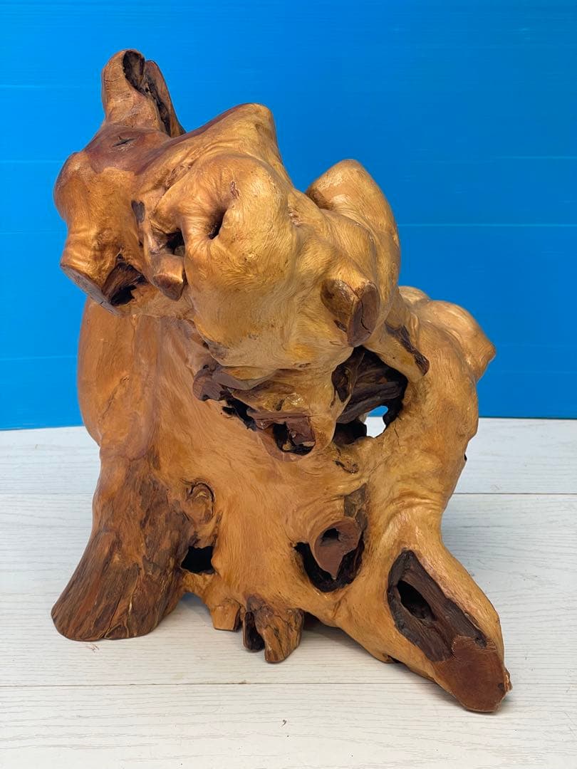 木製彫刻 自然な形状のオブジェ 約30cm