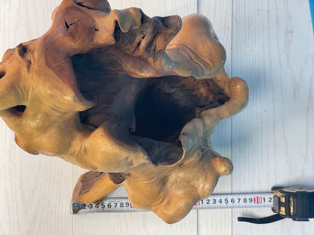 木製彫刻 自然な形状のオブジェ 約30cm