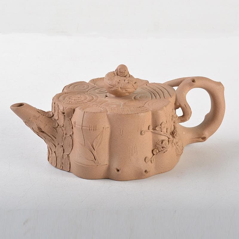 中国　紫砂　黄泥　布袋摘　梅文　急須　茶壷　在銘　C　R5770