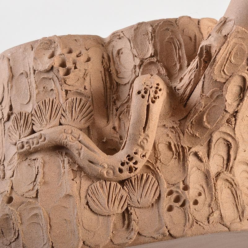 中国　紫砂　黄泥　布袋摘　梅文　急須　茶壷　在銘　C　R5770