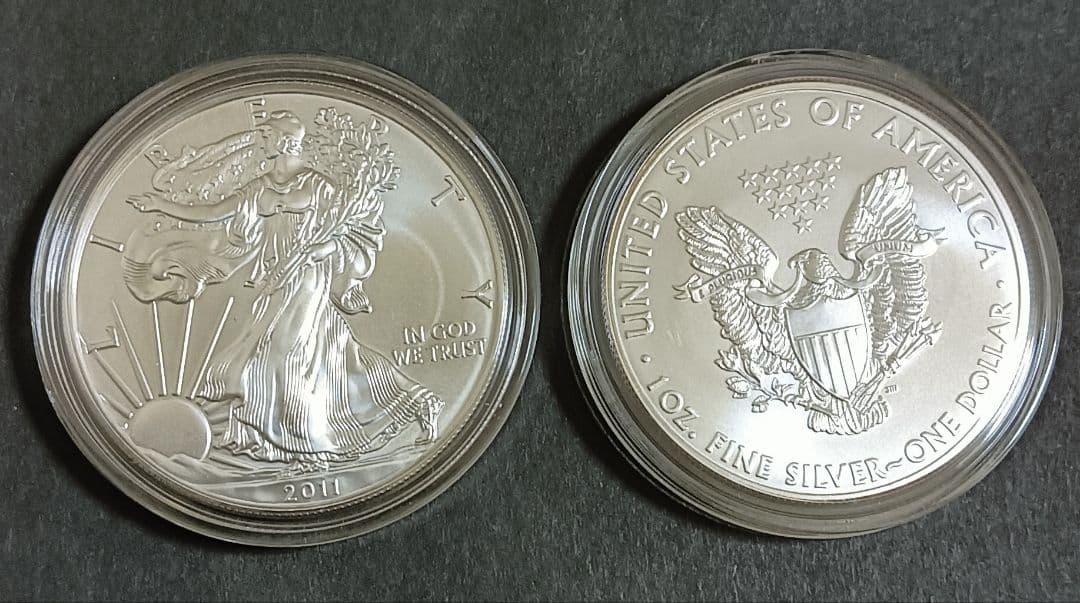 ２枚セット☆☆米国イーグル銀貨(１oz)☆☆カプセル入り