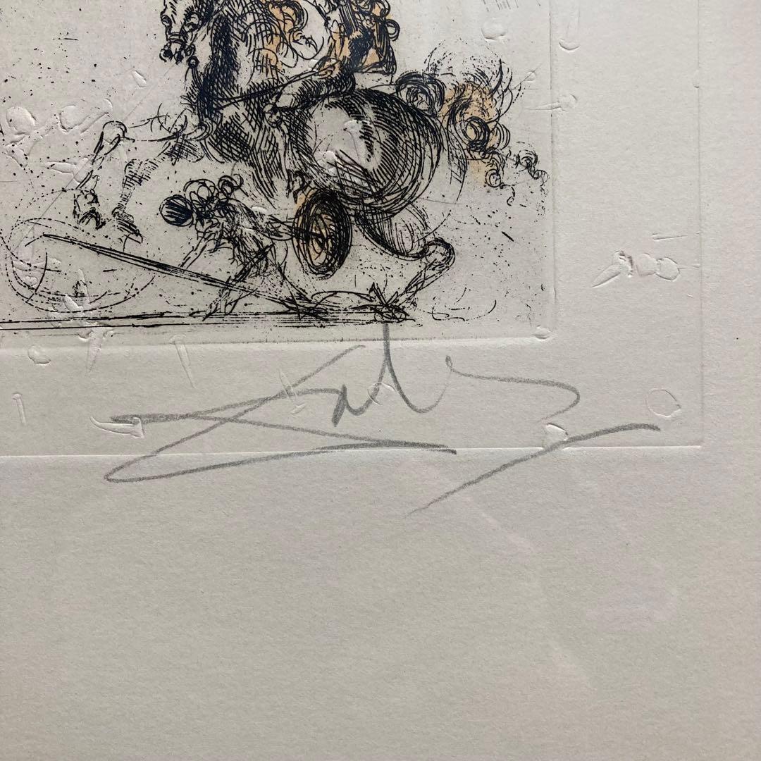【真作】サルバドール・ダリ エッチングに手彩色 直筆サイン 額装 絵画 版画