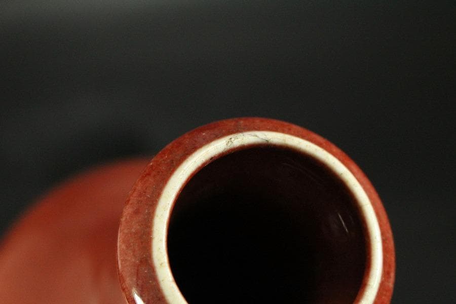 中国美術 釉裏紅 瓶 高21cm RC783