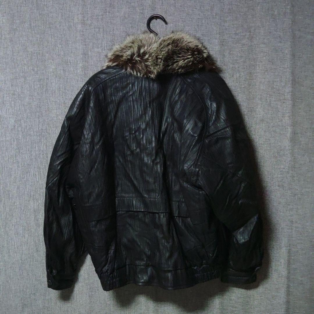 Roman Rominas ブラックレザージャケット　リアルファー LLサイズ