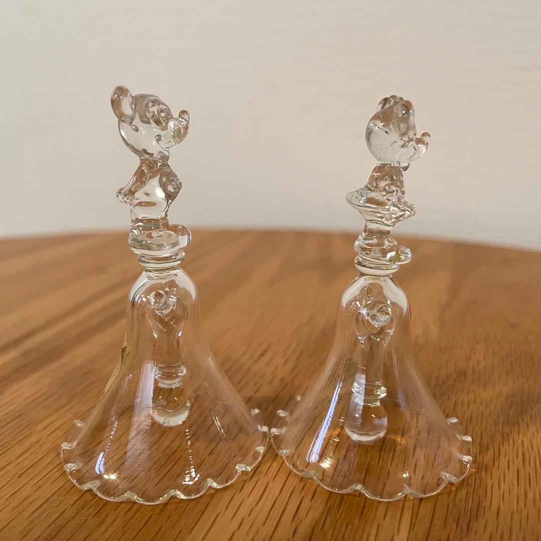 【豪華3点】シンデレラの靴＋小さなミッキー&ミニーのドアベル　ガラス製ディズニー