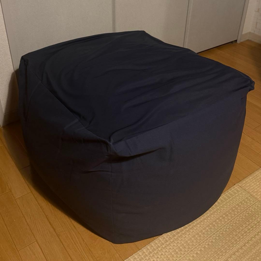 ネイビー ビーズクッション 布製