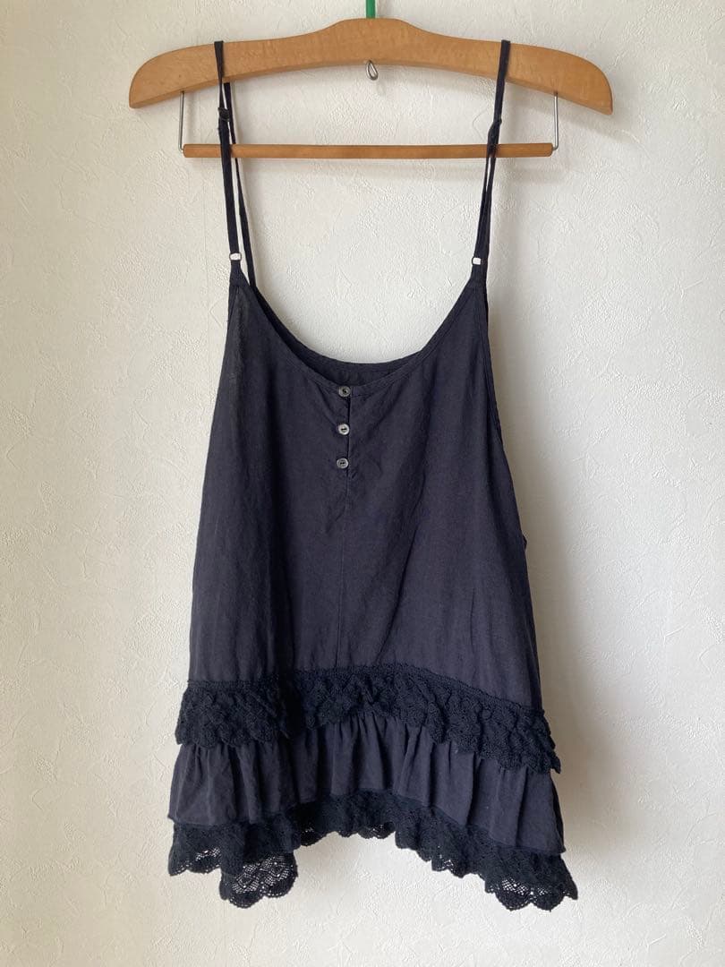 nest Robe リネンレースヘムキャミソール　ネイビー