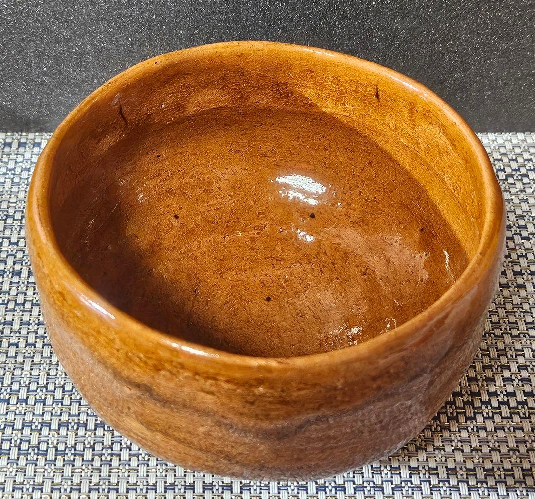 大樋焼　九代 大樋長左衛門 造　飴釉茶碗 共箱　茶道具　茶器